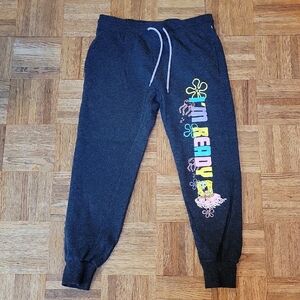 SpongeBob Squarepants Black and Yellow Sweatpants with Elastic Cuffs Size MEDIUM